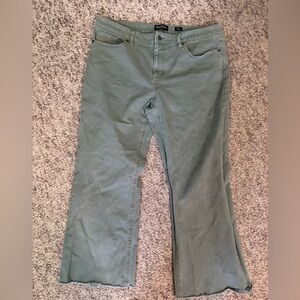 Flag & Anthem Women's Cropped High Rise Wide-Leg Straight Crop Jeans Olive Green